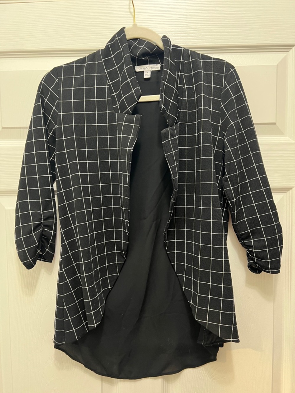 Moa Moa Black Windowpane Open-Front Blazer